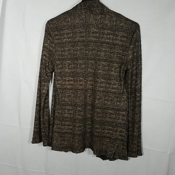 💖Sunhee Open Front Gold and Brown Cardigan Sz 10 - Picture 4 of 6